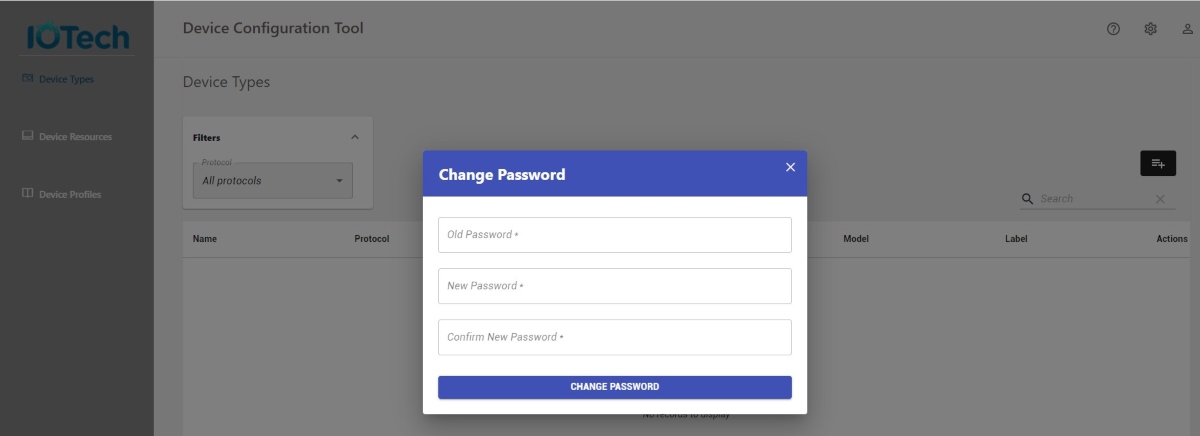 DCT Change password display